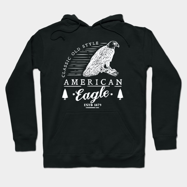 Retro Animal American Eagle White Hoodie by Rebus28